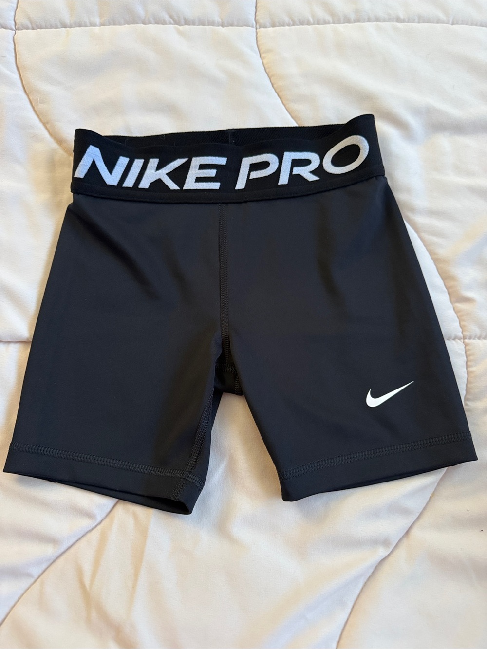 Nike Kids Black Compression Training Shorts with White Swoosh